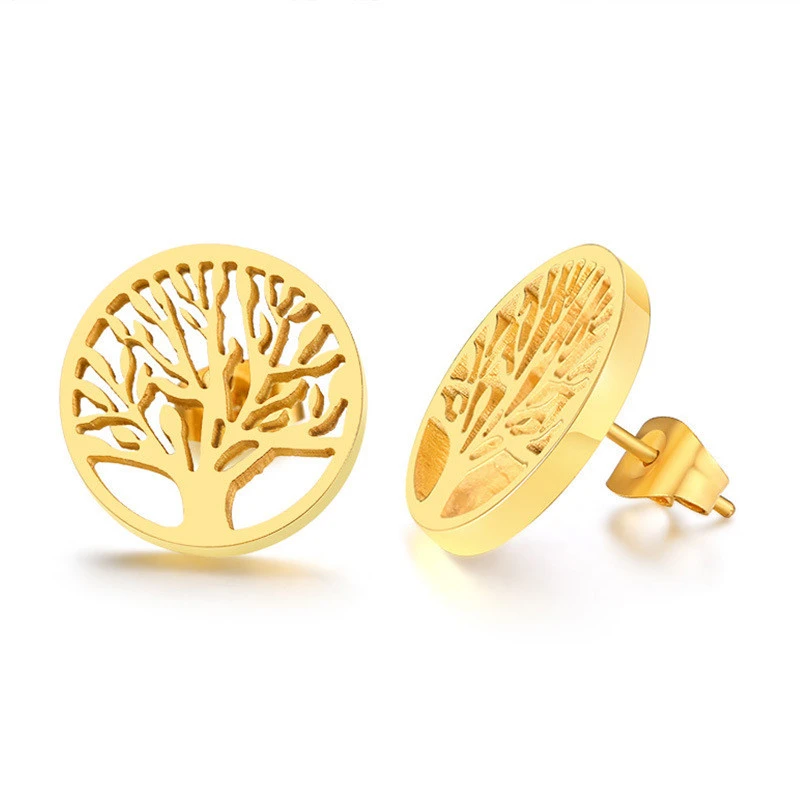 Stainless Steel Tree Of Life Ear Studs