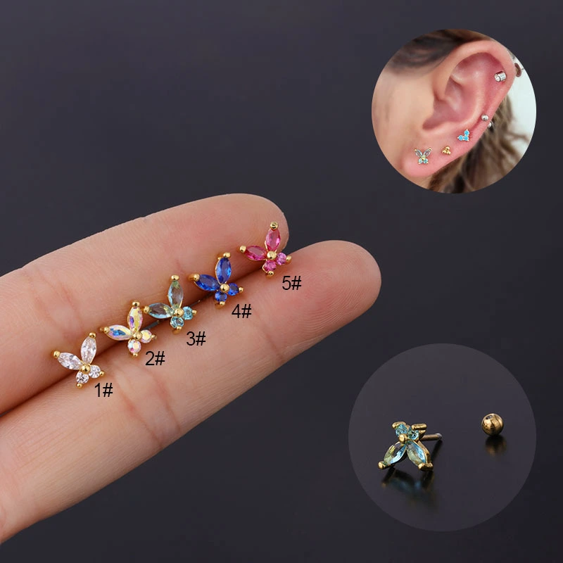 Gorgeous Butterfly Zircon Ear Bone Nails New Pastoral Style Spring