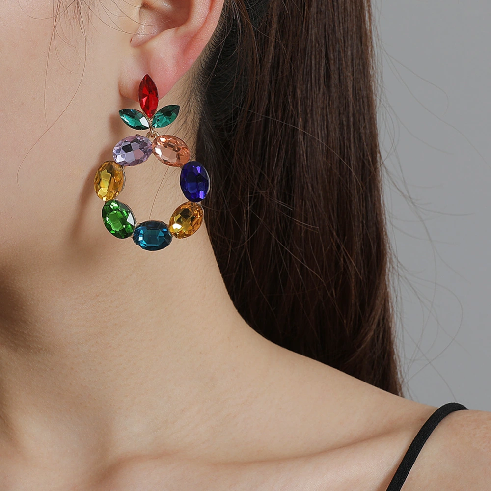 Colourful Geometric Round Stud Fashion Earrings