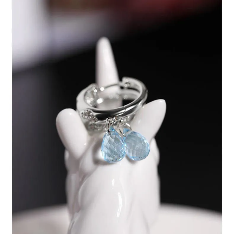 Sky Blue Topaz Earrings Women