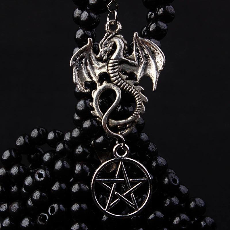Gothic Witchcraft Mysterious Evil Dragon Pentagram Pagan Earrings