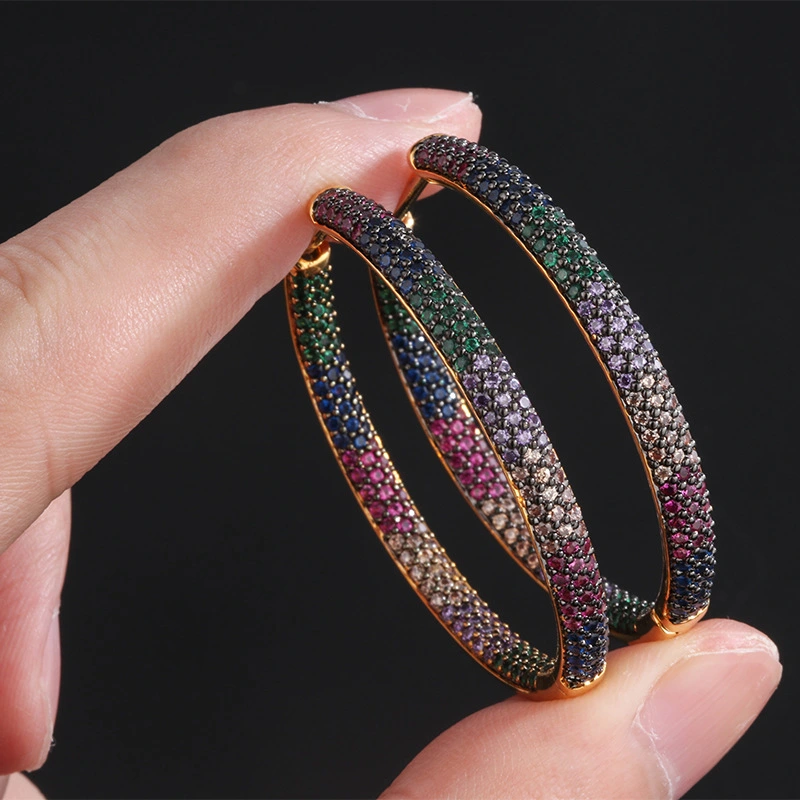 Popular Color Zirconium Micro Inlaid Big Earrings