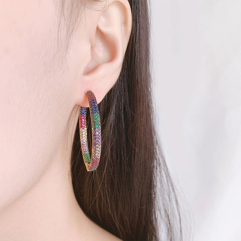 Popular Color Zirconium Micro Inlaid Big Earrings