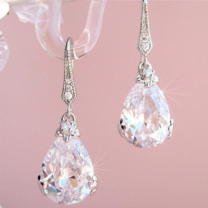 Water Drop Zircon Earrings Women Simple All-match Earrings