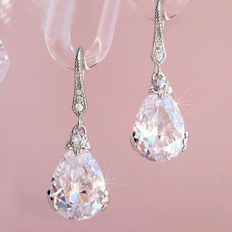 Water Drop Zircon Earrings Women Simple All-match Earrings