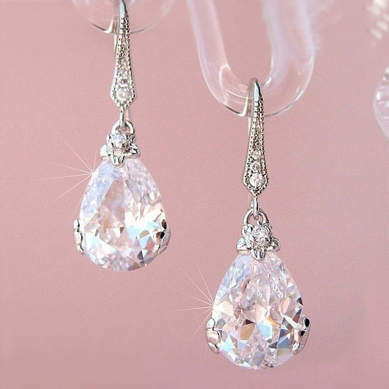 Water Drop Zircon Earrings Women Simple All-match Earrings