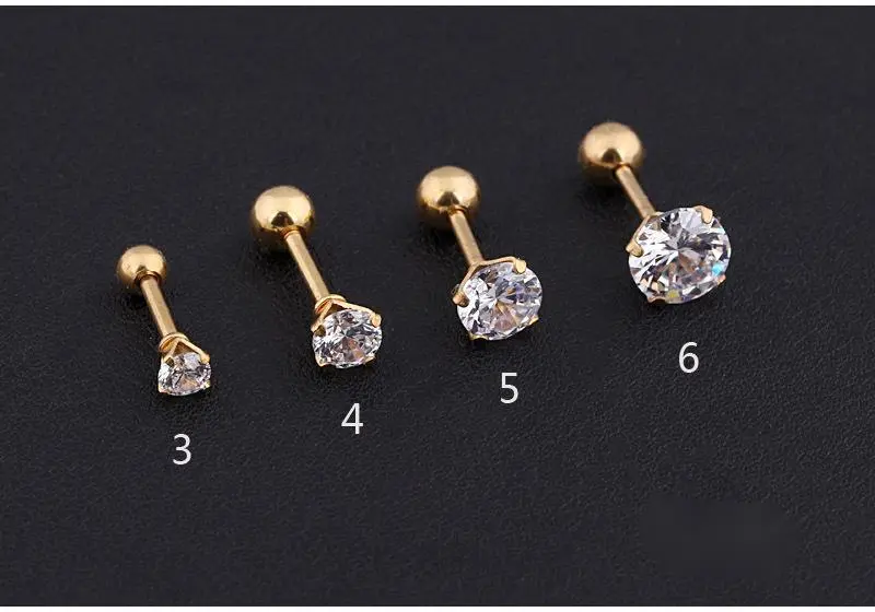 4 Prong Crystal Diamond Zircon Stud Earrings