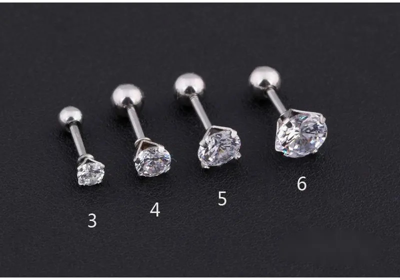 4 Prong Crystal Diamond Zircon Stud Earrings