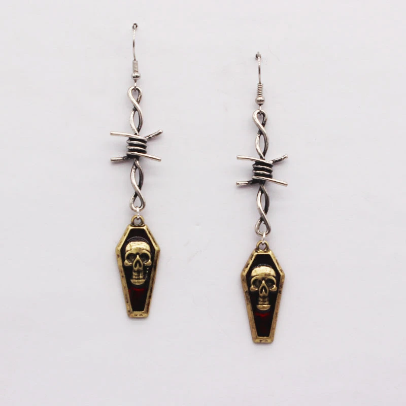 Skull Spilled Red Oil Drop Earrings Earrings