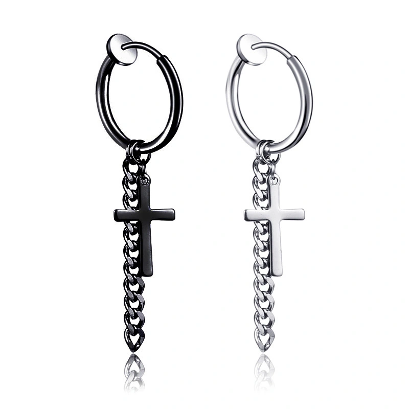 Tassel Chain Earrings Men's Trendy Titanium Steel