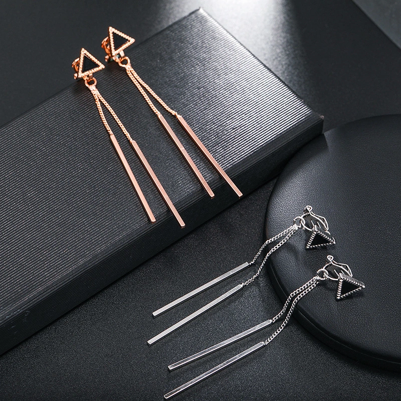 Simple Triangle Round Ear Clip Tassel Ear Line