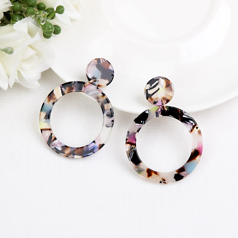 European And American Cold Wind Retro Earrings Geometric Wooden Drop Shape