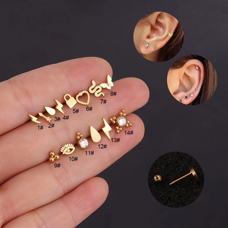 Mini Pure Steel Stud  Personalized Lightning Men's And Women's Earrings