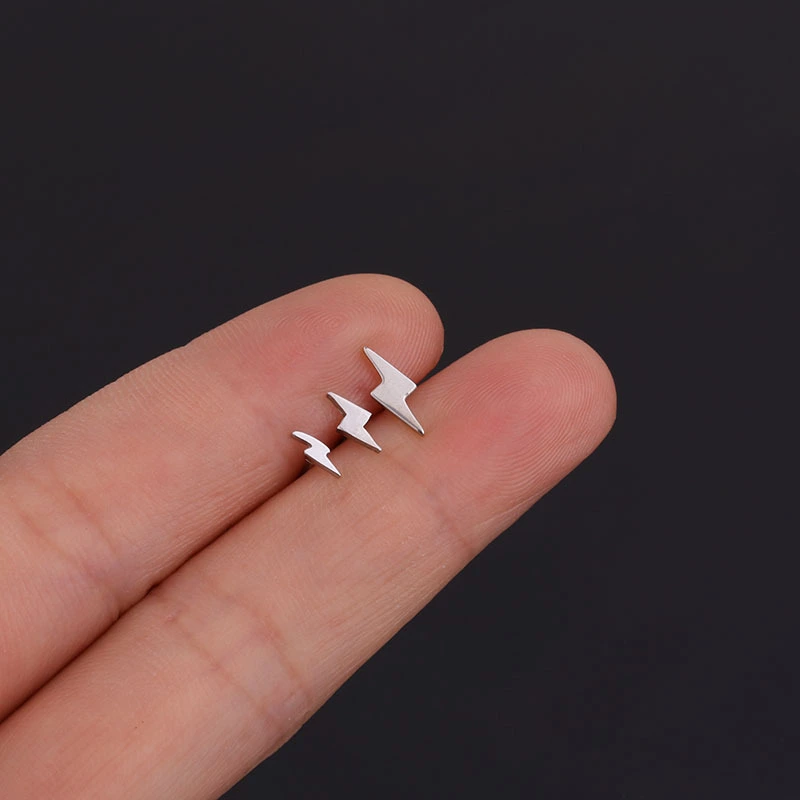Mini Pure Steel Stud  Personalized Lightning Men's And Women's Earrings
