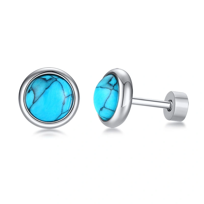 Stainless Steel Turquoise Men's And Women's Earrings