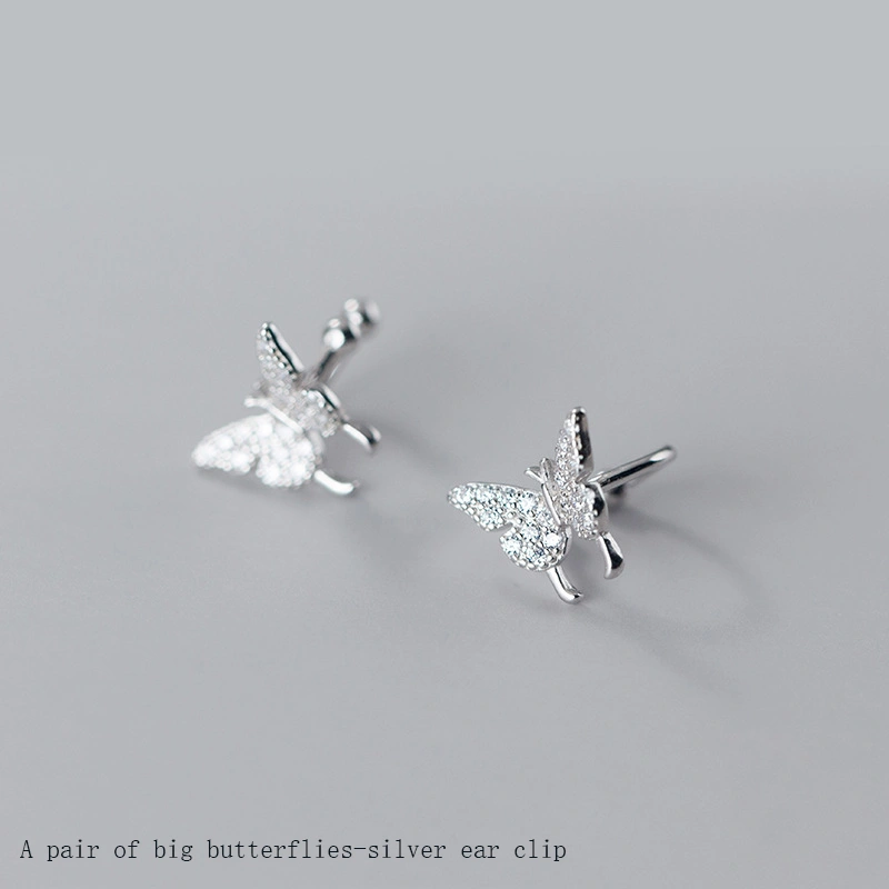 Mori Series Butterfly  Female Diamond Without Pierced Ear Bone Clip Small Pierced Earrings