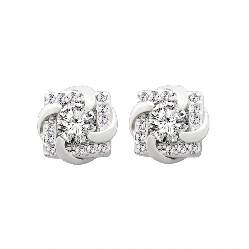 Korean Version Of Three Dimensional Petals Micro-studded Earrings With Diamonds