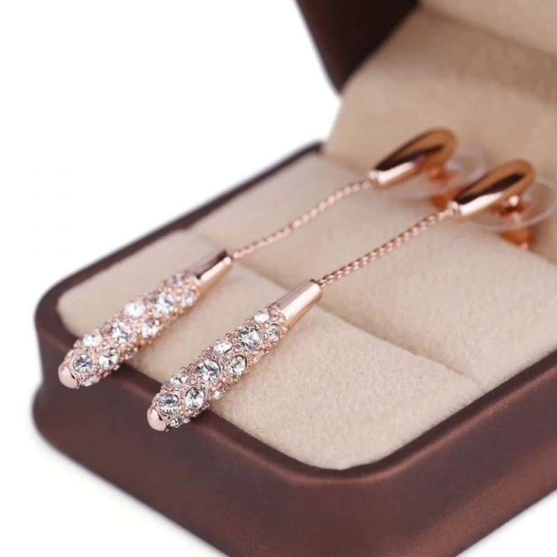 S925 Silver Needle Long Temperament Fashion Water Drop Diamond Earrings