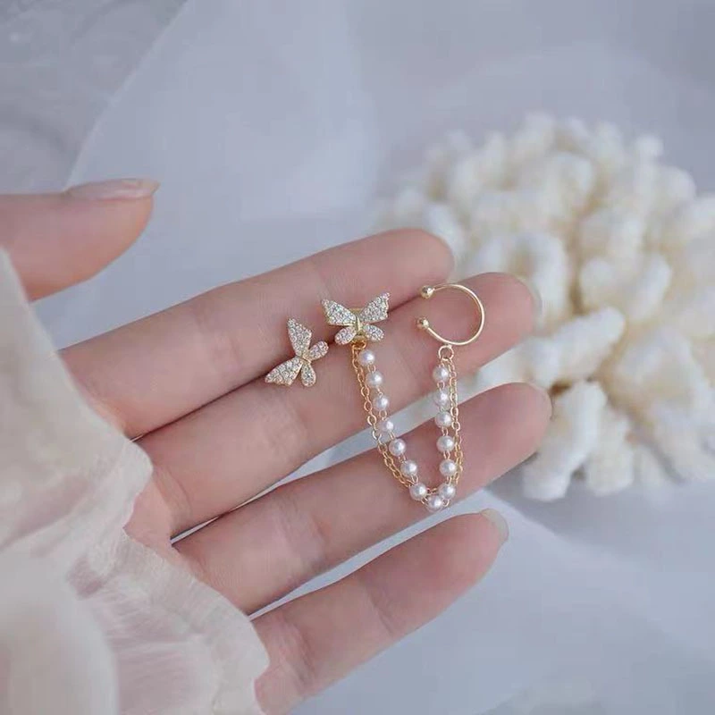 Explosive Pearl Chain Tassel Earrings Ear Bone Clip