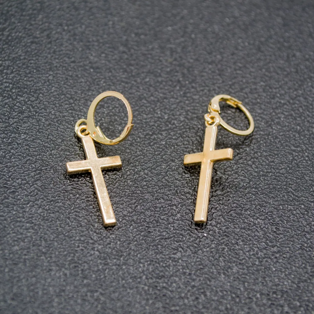 Fashionable And Simple Alloy Plating Cross Gold Individually Wrapped Earrings