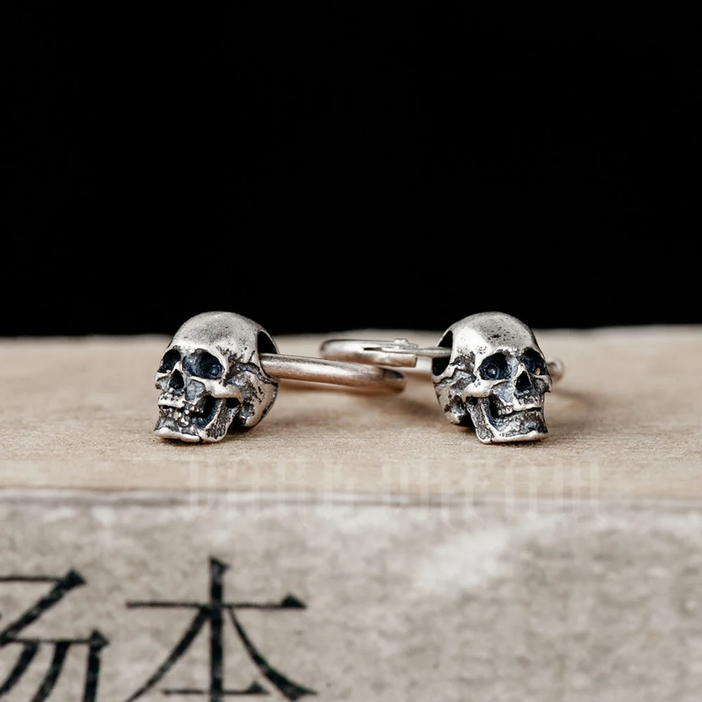 Fashion S925 Silver Retro Skull Gothic Series Hypoallergenic Earrings