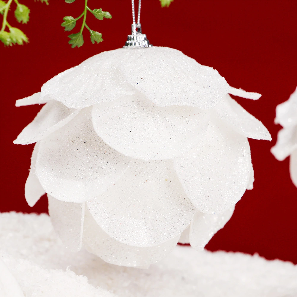 Christmas Tree 10CM Petal Glitter Foam Ball Snow White Decoration Pendant