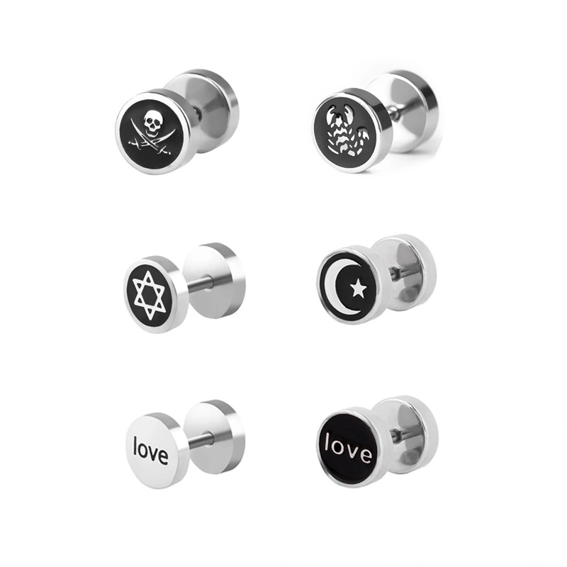 8mm Pattern Dumbbell Earrings Fashion Trend