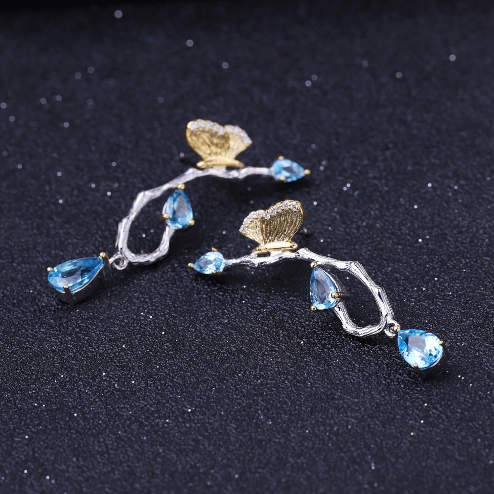 Topaz Simple Natural Style Butterfly Earrings