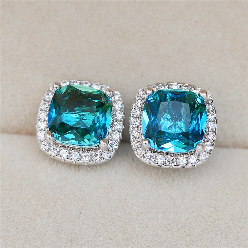 Summer Limited Hot Style Popular Mini Version Square Multicolor Jelly Earrings