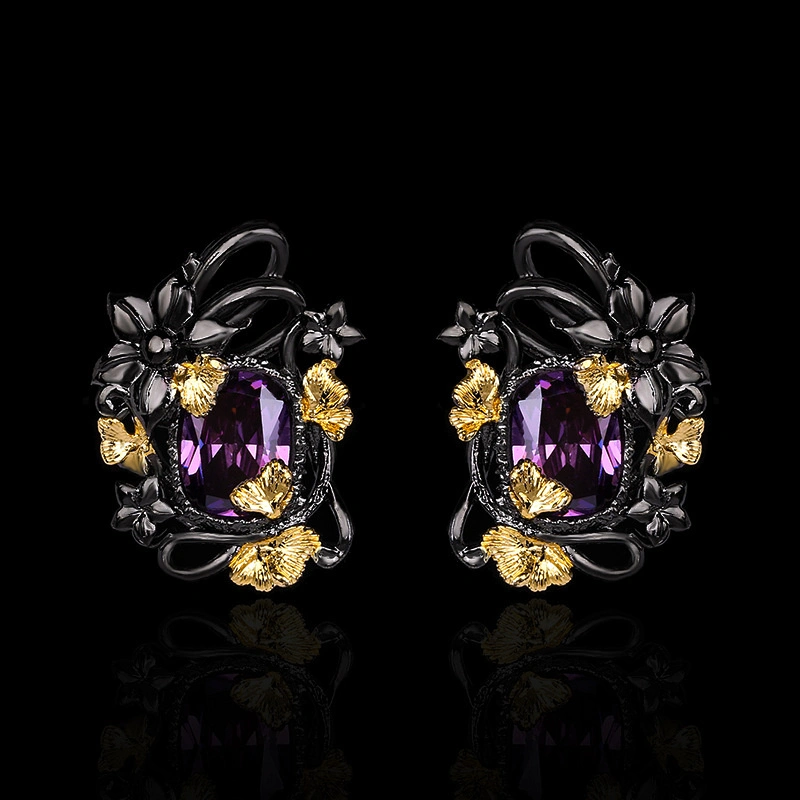 Retro Light Luxury Amethyst Earrings Women