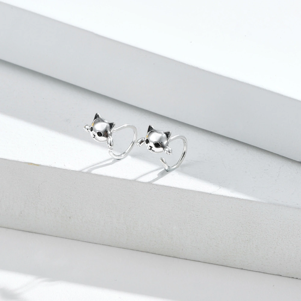 European And American Cute Cat Sterling Silver Earrings