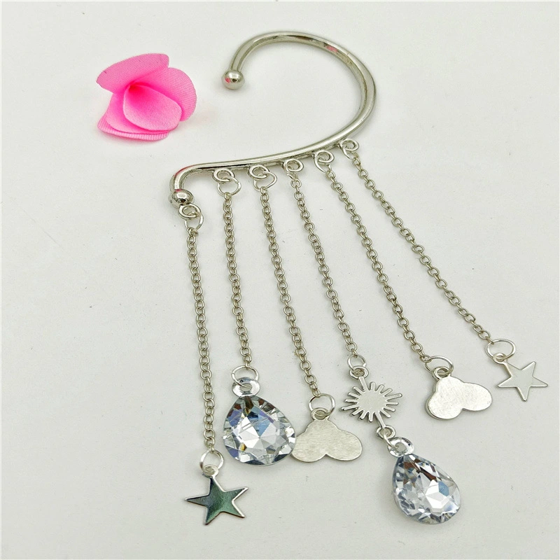 Long Alloy Summer Hip-hop Geometric Star With Moon Tassel Earrings