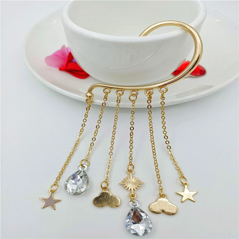 Long Alloy Summer Hip-hop Geometric Star With Moon Tassel Earrings