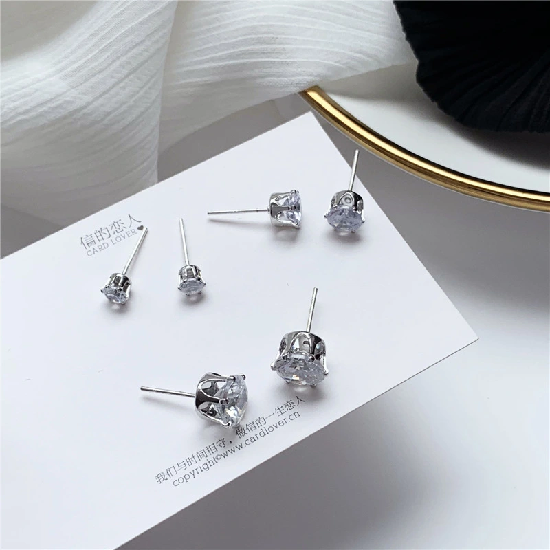 S925 Silver Needle Temperament Simple Gem Earrings