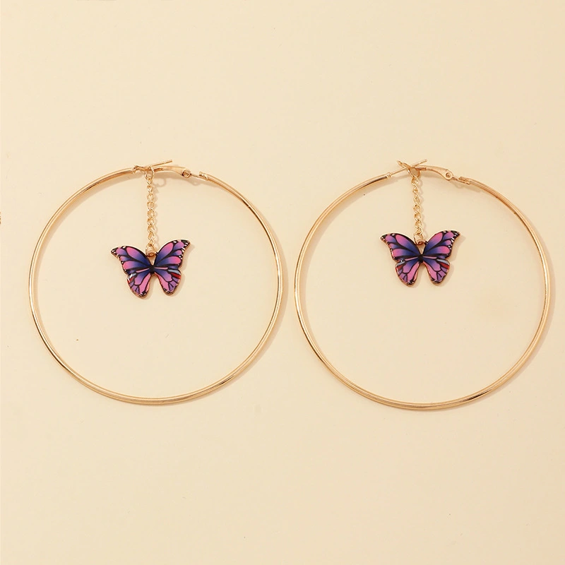 Fashion Ring Hollow Butterfly Tassel Earrings