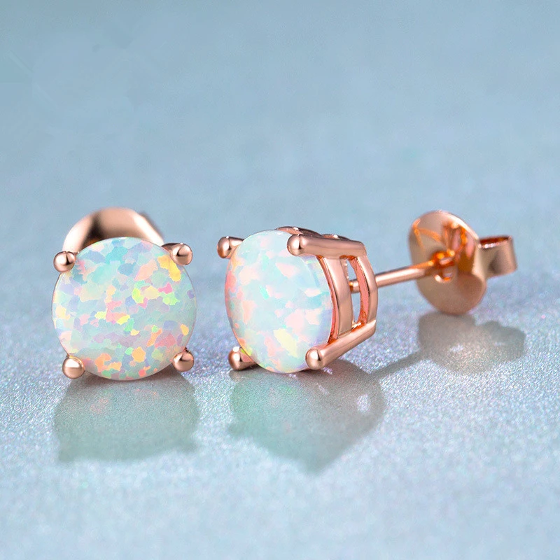 Opal Women's Stud Earrings Luxury Crown Shape