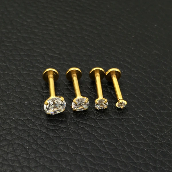 Titanium Steel Piercing Jewelry With Diamond Zircon Inner