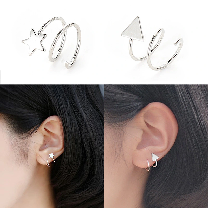 Silver Star Love Revolving Earrings Simple And Sexy