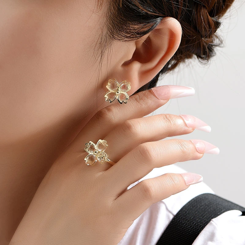 Wind Simple Zircon Flower Earrings Female Summer New Style