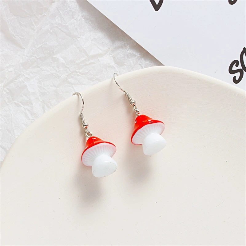 Cute Polka Dot Mushroom Earrings Simulation Alloy