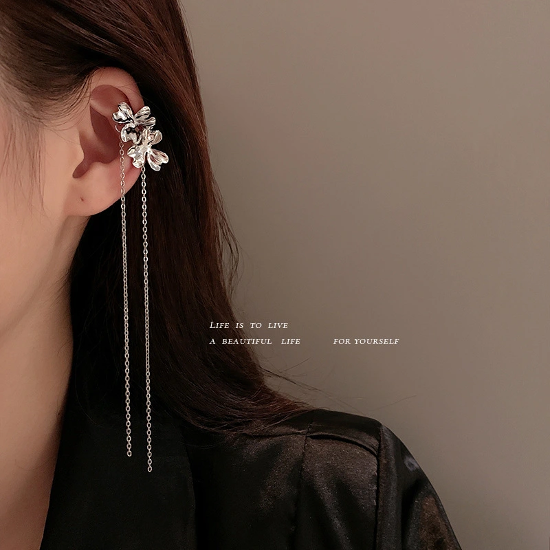 Flower Tassel Ear Bone Clip Long Style Is Thin Earrings