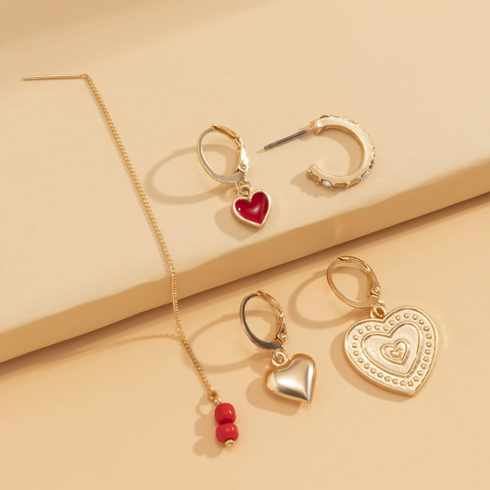 Fashion Drop Nectarine Heart Metal Set Earrings