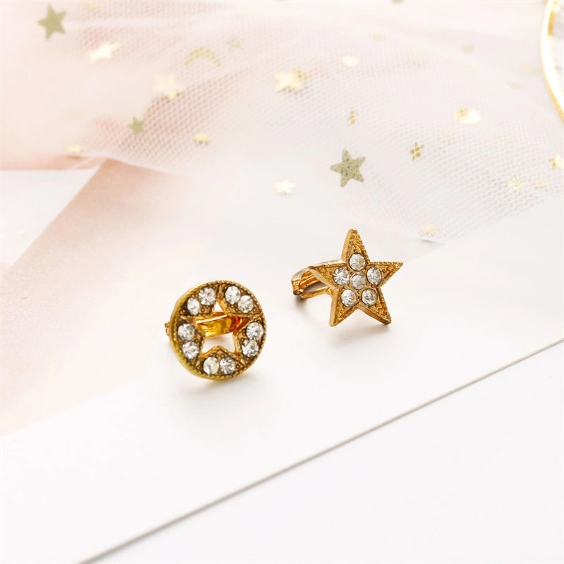 Full Diamond Five-pointed Star Stud Earrings Ear Clip