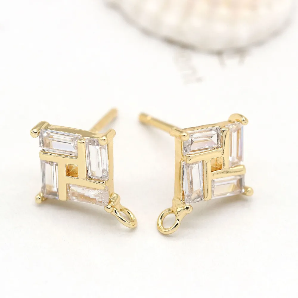 Stone Plated 14K Real Gold Earrings