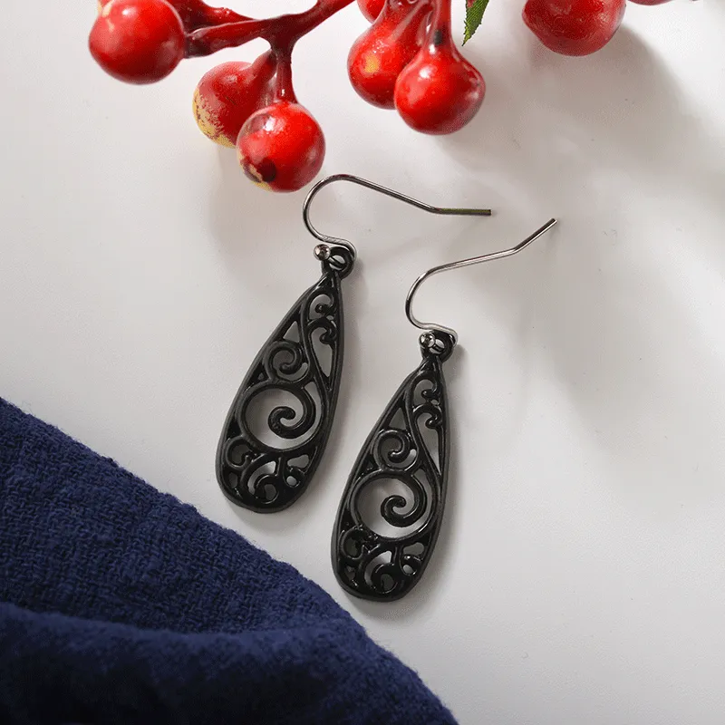 Ethnic Style Water Drop Hollow Pattern Earrings