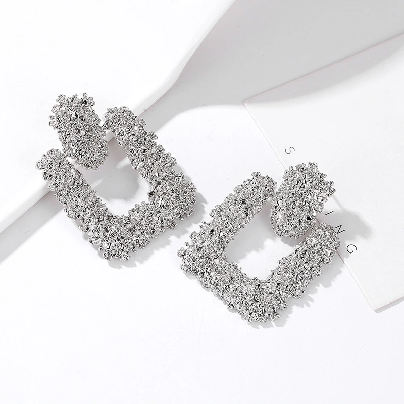 Simple Geometric Pattern Embossed Flower Earrings