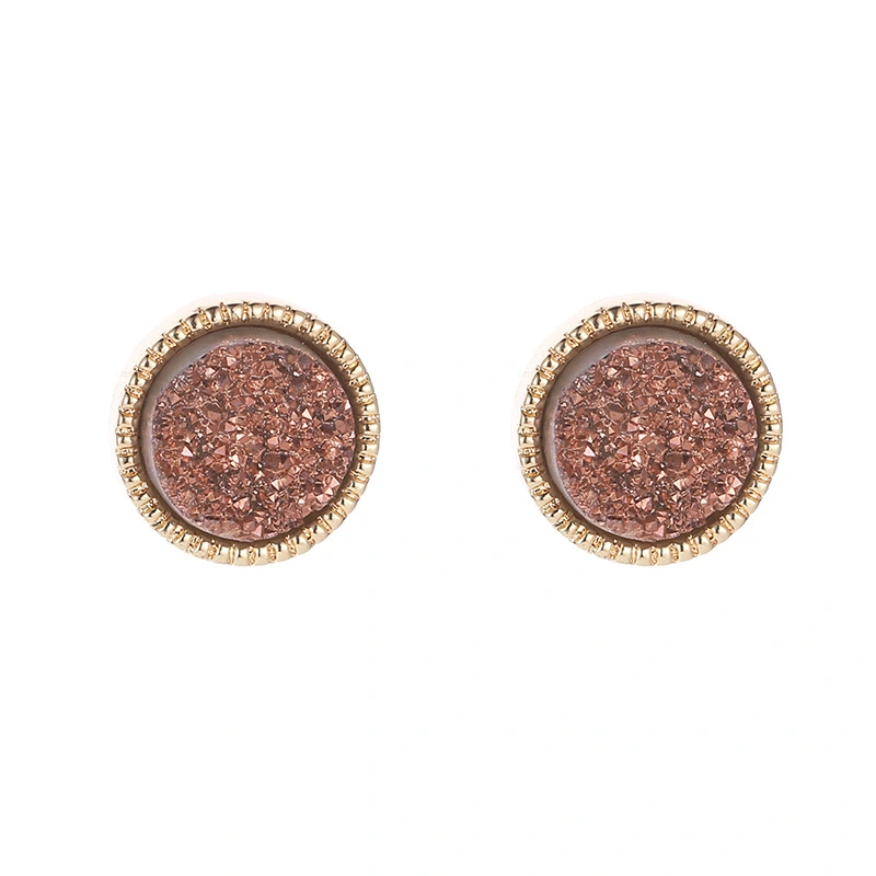 Geometric Round Mineral Crystal Earrings
