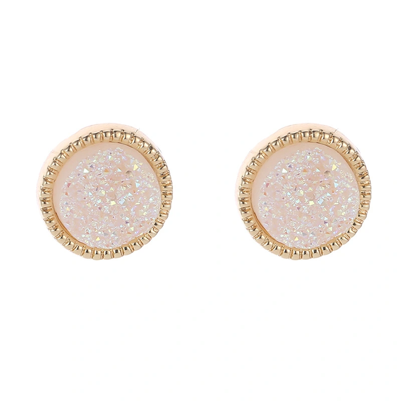 Geometric Round Mineral Crystal Earrings