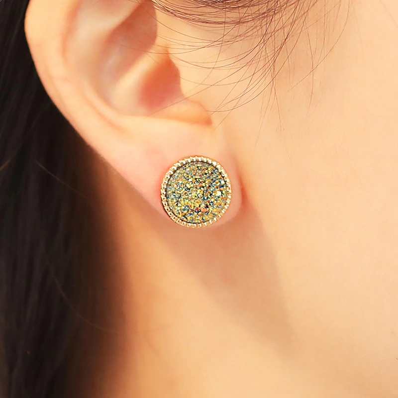 Geometric Round Mineral Crystal Earrings