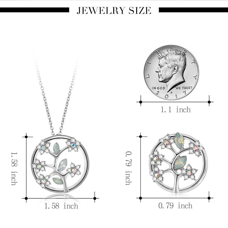 Simple Tree-shaped Alloy Diamond Necklace And Earrings Two-piece Set